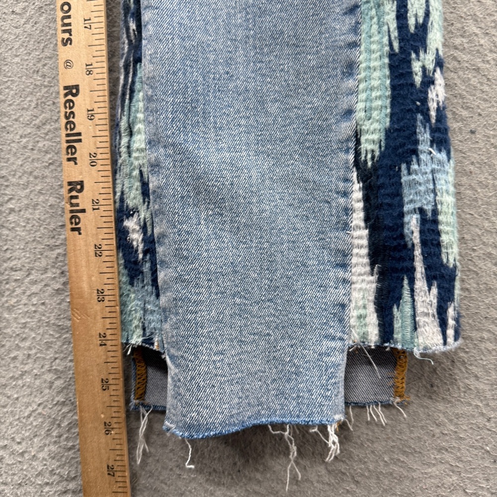 Driftwood Indie Jeans Women’s Size W27 Flared Crop Patchwork Raw Hem Boho Hippie - Picture 5 of 16